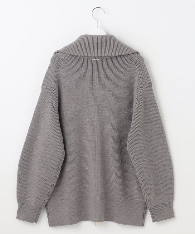 自由区 【洗える】ジップアップニット アウター グレー