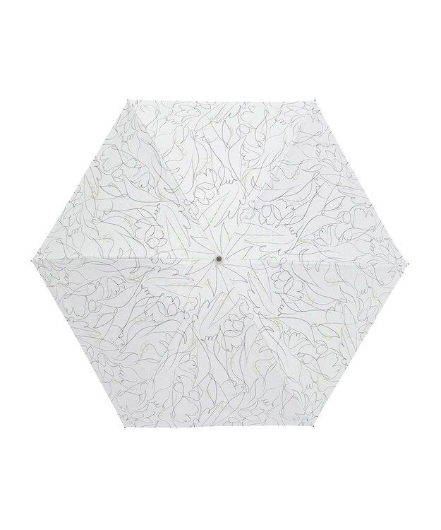 MOONBAT 【晴雨兼用/ 一級遮光/UV99％】フワクール (Fuwacool) 折りたたみ日傘 フワクールホワイト ラインフラワー 軽量 ホワイト