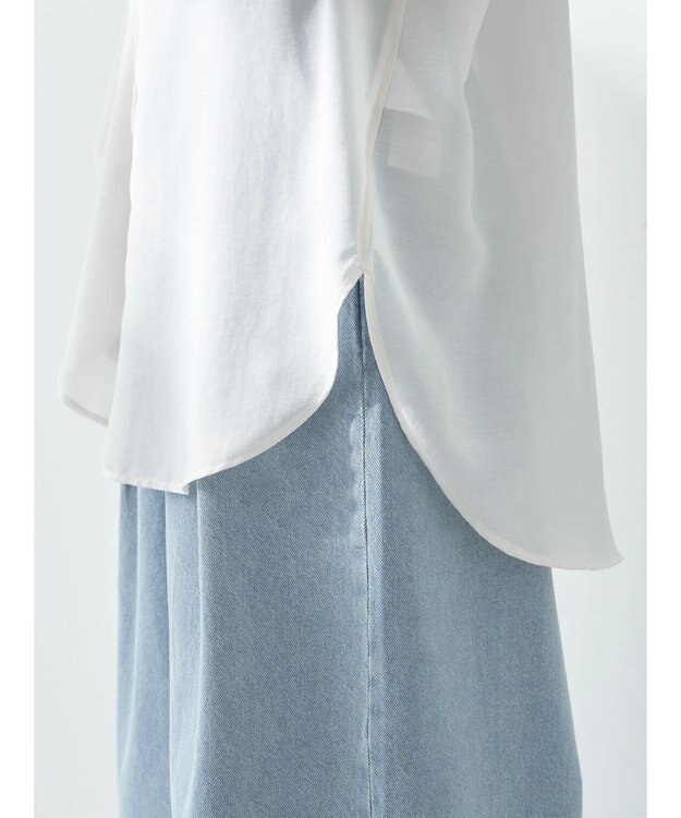 earth music&ecology シアーバンドカラーシャツ Off White