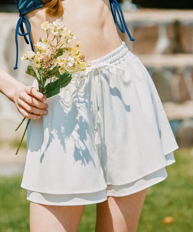 San-ai Resort（三愛水着楽園） 楊柳　ショートパンツ　M・L　【San-ai Resort（サンアイリゾート）】 ホワイト