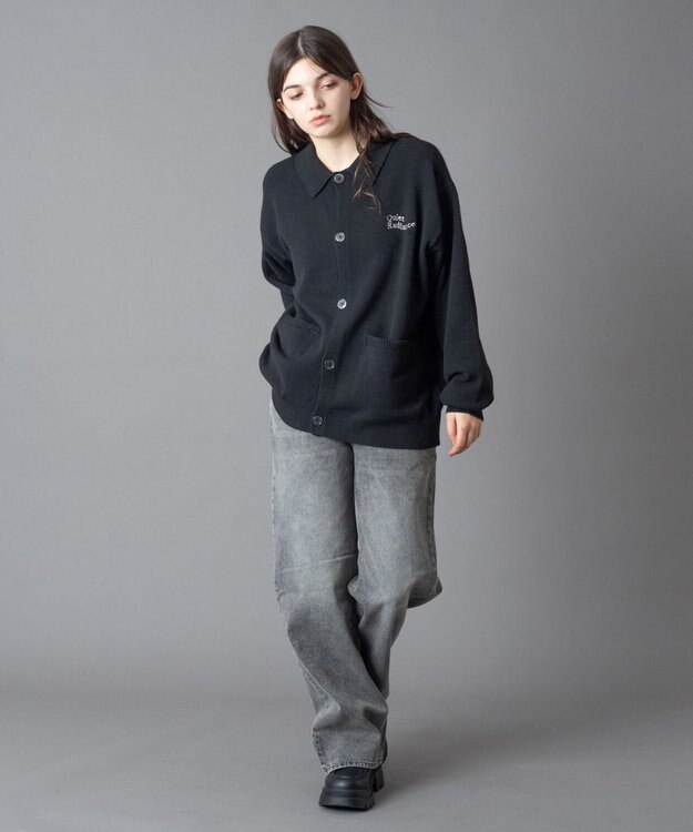 WEGO 【ユニセックス着用ITEM】ワンポイントニットシャツ（LS） スミクロ