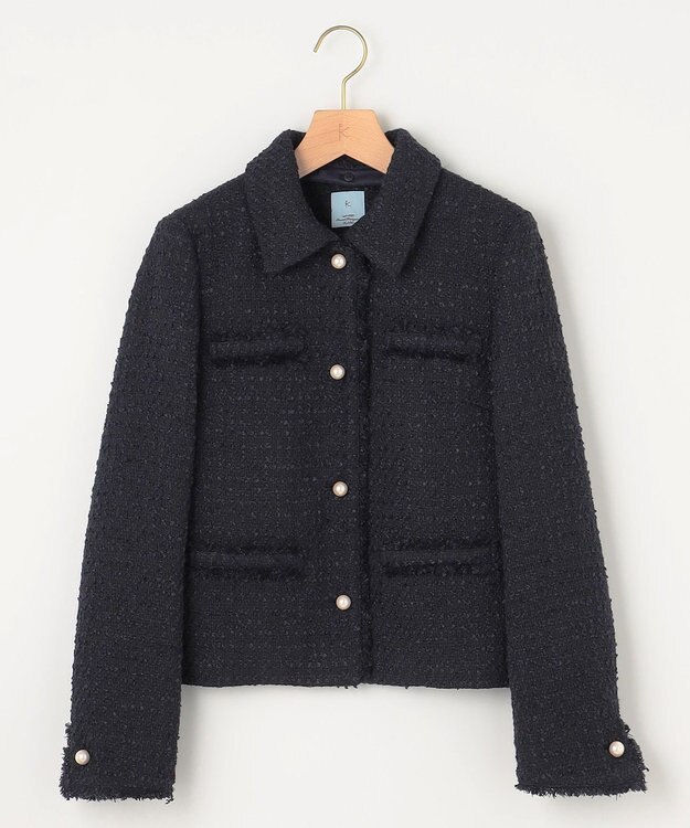 組曲 【KUMIKYOKU NAVY】ファンシーツイード 2WAYジャケット ネイビー系