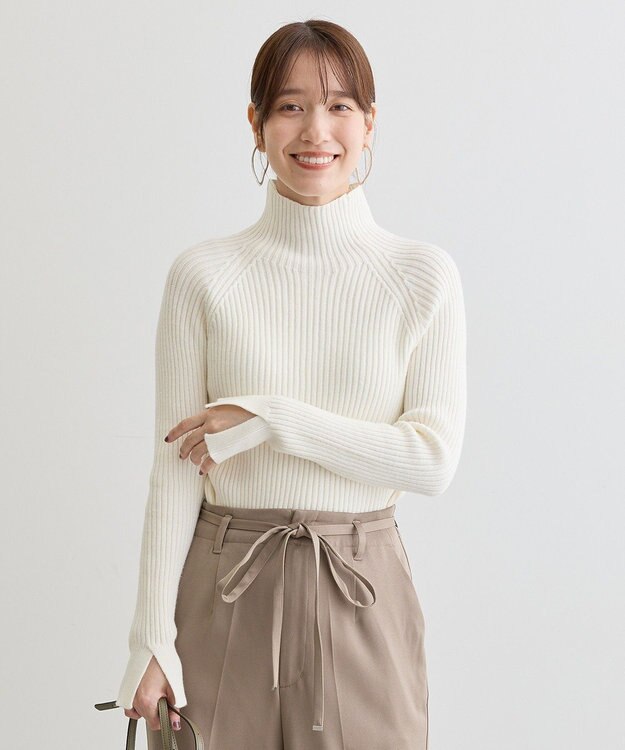 Green Parks ・Ｐｅｔｉｔ　Ｆｌｅｕｒ　ボトルネックリブニット Off White