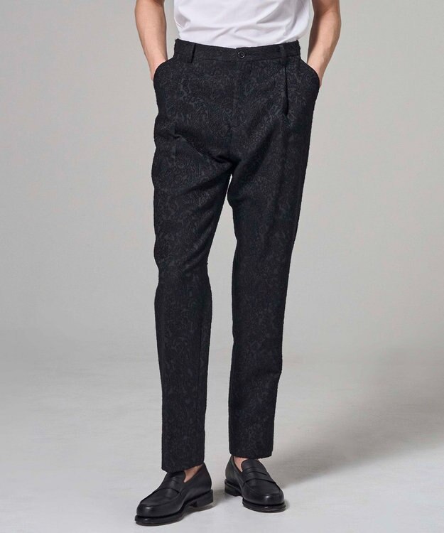 JOSEPH HOMME 【HIGH GRADE LINE】オリエンタルジャガード　タック入りストレートパンツ / HOVE TUCK ブラック系