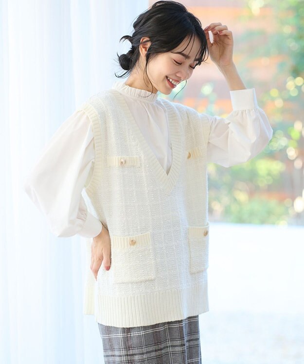 ANY L 【洗濯機可】ツイーディベスト オフ