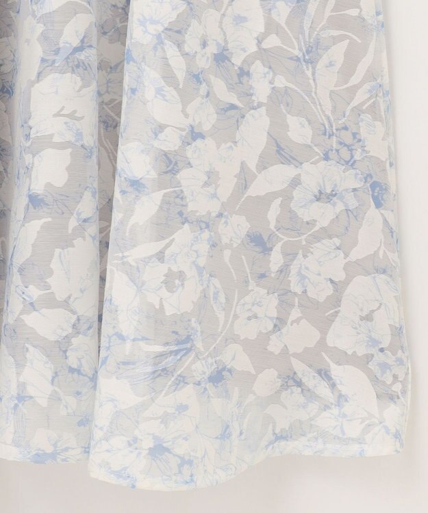 ANY SIS 【洗える】フラワープリントドッキングニット ワンピース アイスグレー系