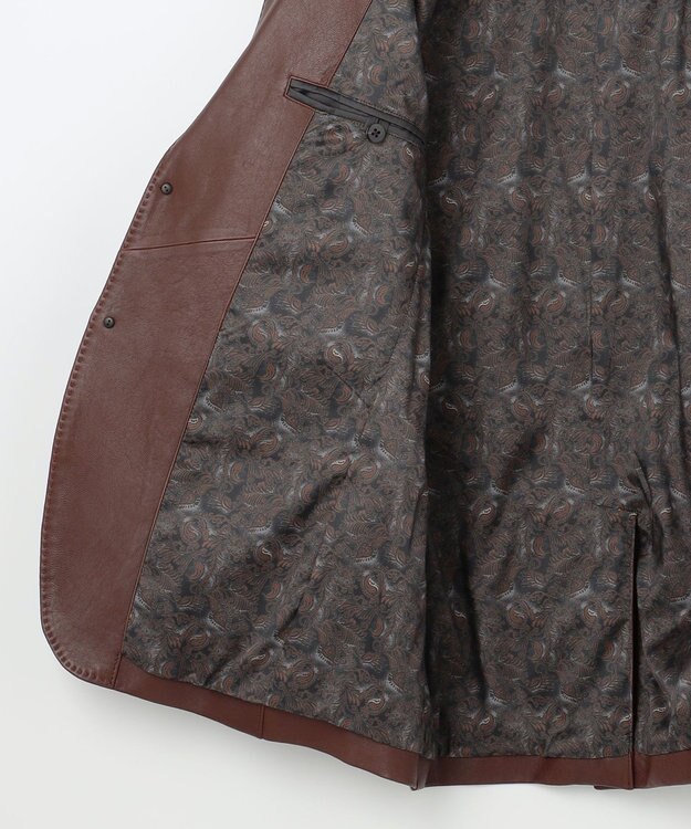 JOSEPH ABBOUD 【長く育てたいサスティナブルなレザー】ベジタブルラムレザージャケット ブラウン系