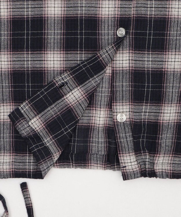 WEGO チェックショートフードシャツ ネイビー