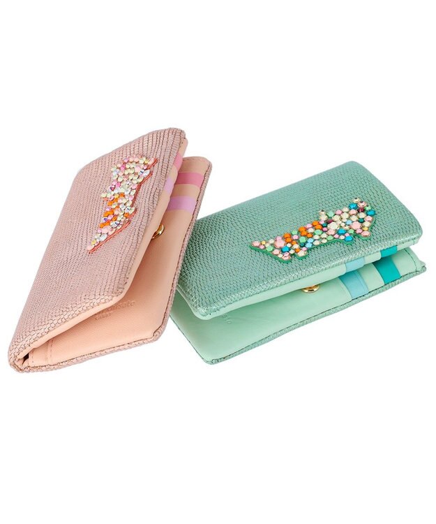 tsumori chisato CARRY キラネコストーン 2つ折り財布 ピンク