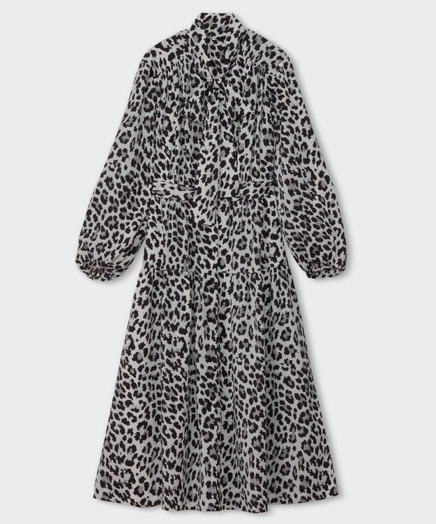 GRACE CONTINENTAL レオパードドレープドレス グレー