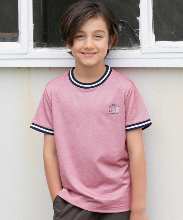 J.PRESS KIDS 【110-130cm】COOLMAX コンビボーダー リブＴシャツ レッド系