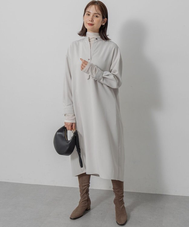 組曲 S ウーステッドライク ワンピース ライトグレー系