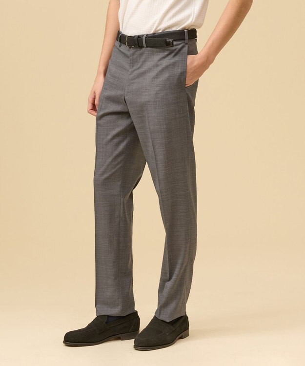 J.PRESS MEN 【洗える / 高通気性 / ストレッチ性 / 防シワ】プレーンウィーブ スラックス / ノータック ライトグレー系