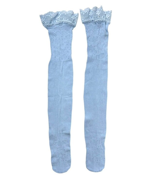 WEGO 総レースカラーハイソックス サックス