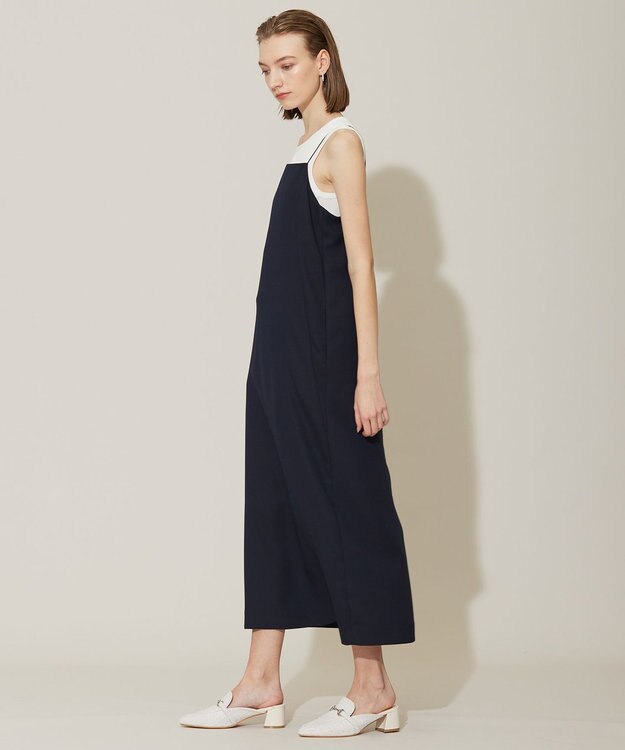 ICB 【接触冷感・UVケア・速乾・洗える】FluidBackSatin キャミソールワンピース ネイビー系