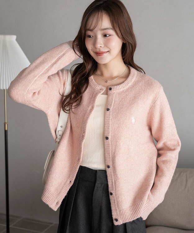 WEGO 【WEB限定/25年秋冬新作】別注USPOLO微起毛カーデ ライトピンク
