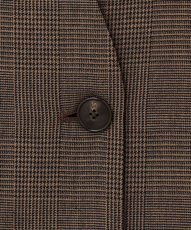 自由区 【洗える】グレンチェック ロングジレ ブラウン系3