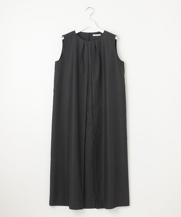 自由区 【WEB限定カラーあり・洗える】タッサーポプリンノースリーブ ワンピース ブラック