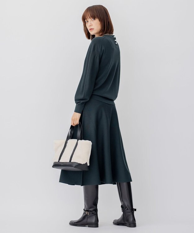 23区 ウールブレンド ニットスカート ダークグリーン系