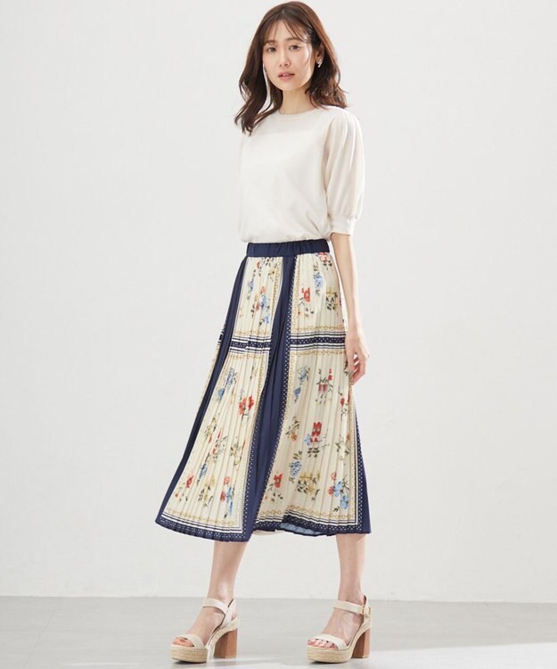 組曲 S スカーフパネルプリント スカート アイボリー系5