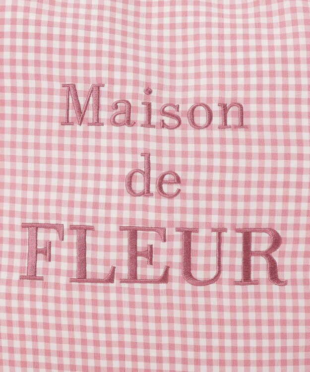 Maison de FLEUR ブランドロゴ刺繍ギンガムスクエアトート Pink