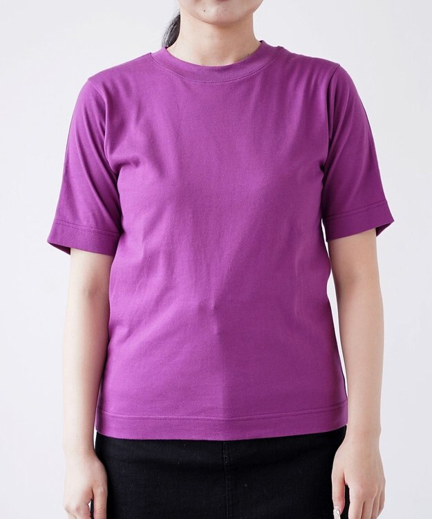 HAAG スマイルコットン BACK RIB T-SHIRTS Tシャツ パープル
