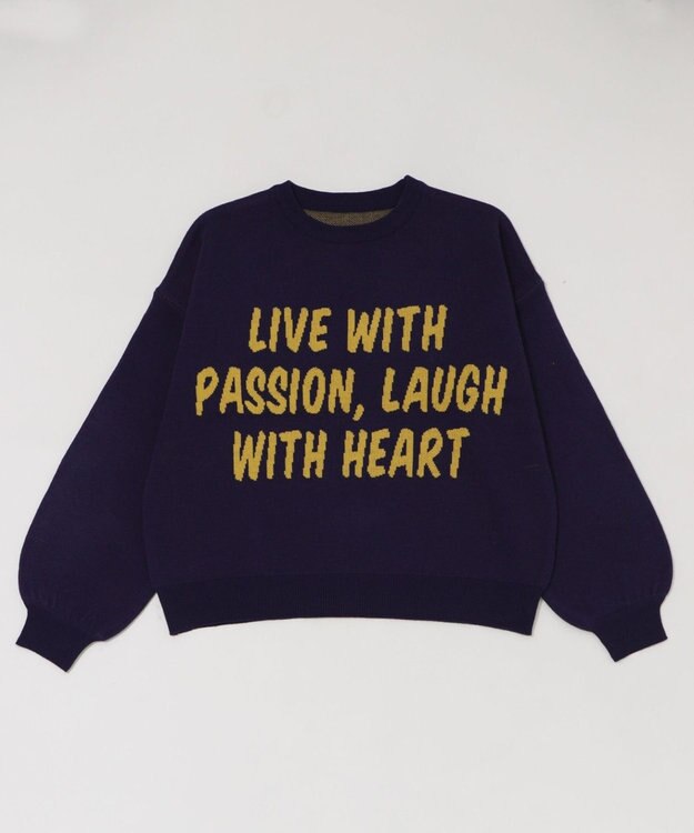 WEGO レタリングニットプルオーバー ネイビー