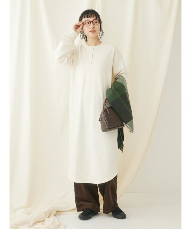 CRAFT STANDARD BOUTIQUE 裏起毛ヘンリーワンピース Ivory