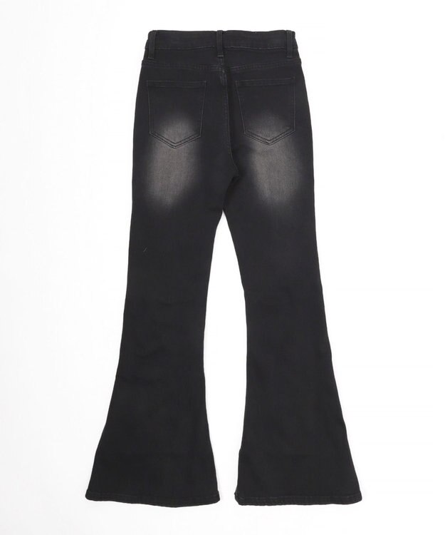 WEGO レースアップストレッチフレアデニム ブラック