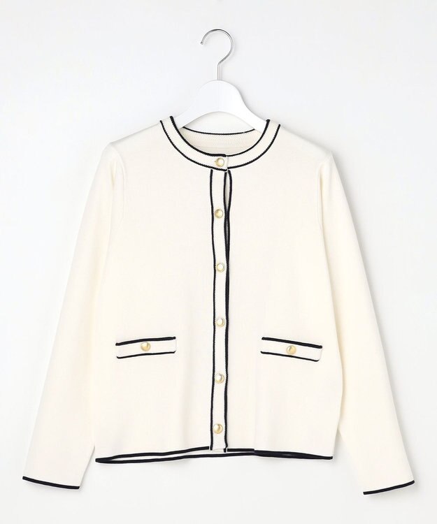 ANY SIS S 【花粉対策】ラインポイント カーディガン オフ