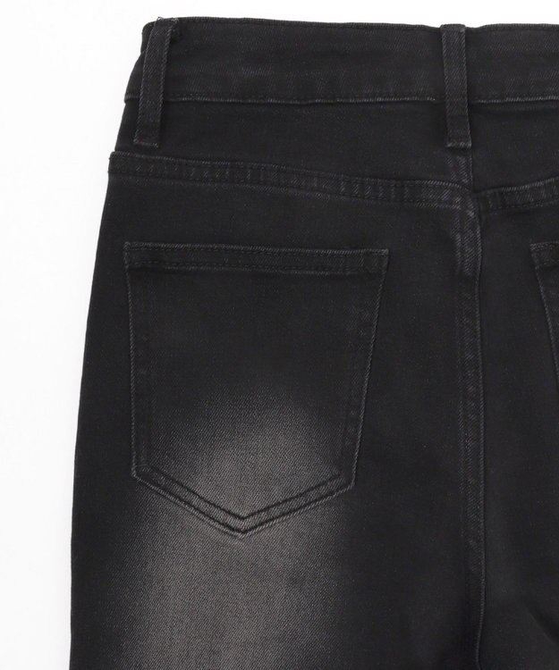 WEGO レースアップストレッチフレアデニム ブラック