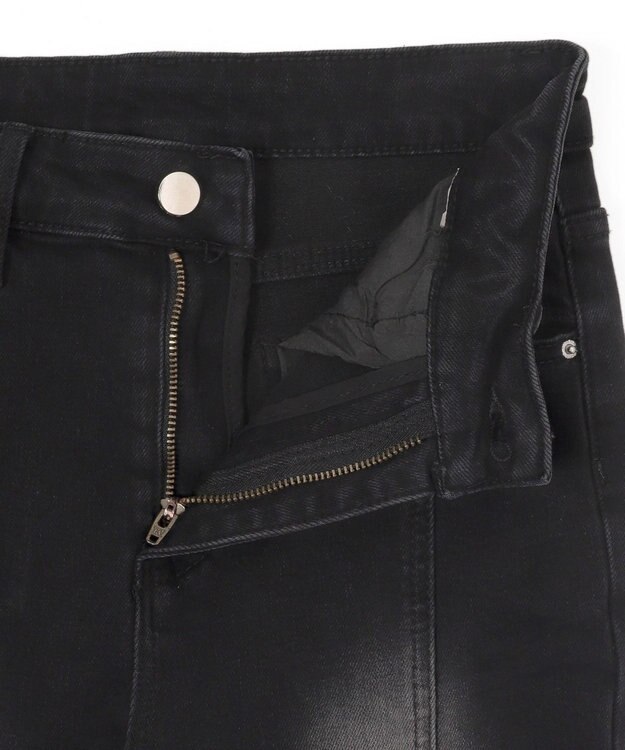 WEGO レースアップストレッチフレアデニム ブラック