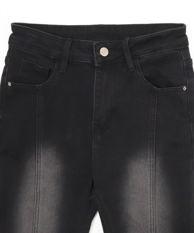 WEGO レースアップストレッチフレアデニム ブラック