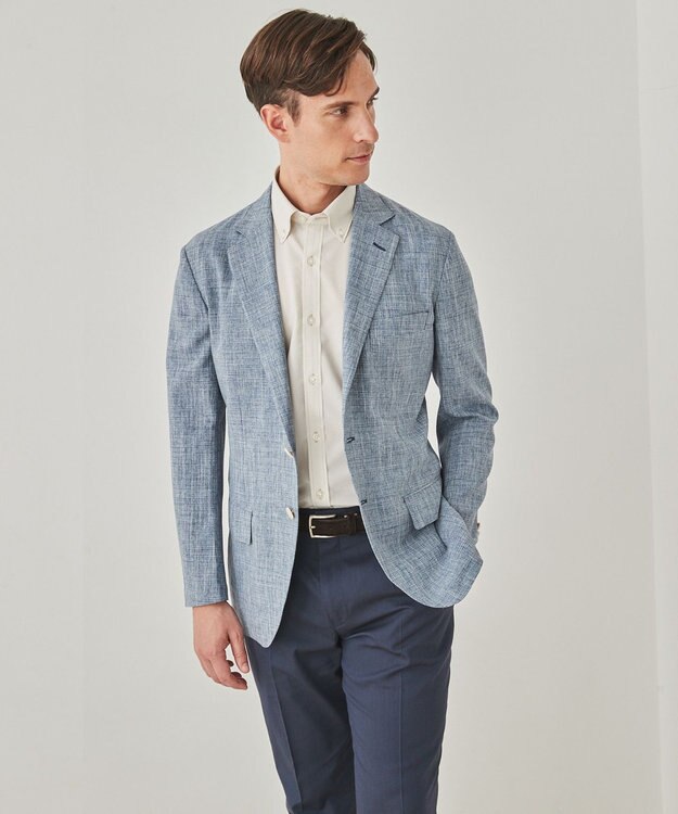 GOTAIRIKU ウォッシャブルに進化【洗える/シワになりにくい/ストレッチ】タイワンタフタ ジャケット サックスブルー系