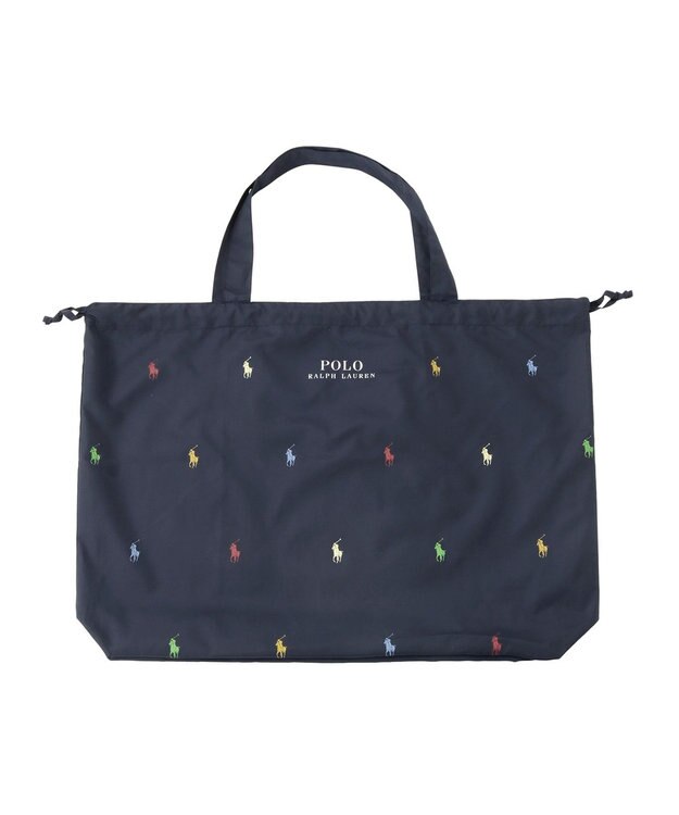 MOONBAT POLO RALPH LAUREN(ポロ ラルフローレン)  【C-zeroはっ水】ポケッタブルレインバッグ ポロポニーカラードット ネイビーブルー