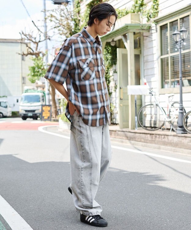 WEGO 【SMLサイズ展開】イージー3Dバレルレッグデニムパンツ グレー