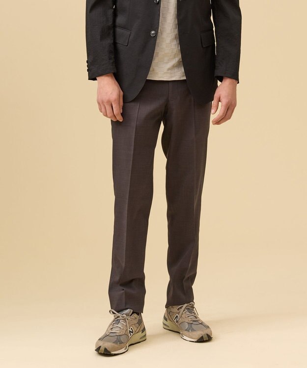 J.PRESS MEN 【洗える / 高通気性 / ストレッチ性 / 防シワ】プレーンウィーブ スラックス / ノータック グレー系