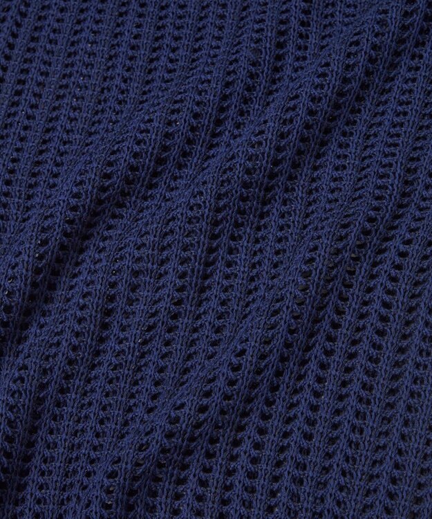 TOQUE 25SS新作〈大草直子さんアドバイザー〉【天然素材】シルク×コットン粗メッシュニットドルマンスリーブ5分袖 ネイビー
