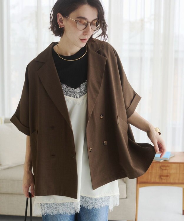 WEGO 【ANGIE VINTAGE】ハーフスリーブジャケット ブラウン