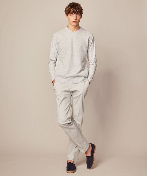 JOSEPH ABBOUD 【キングサイズ・オリジナルオーガニックコットン使用】JOE COTTONサッカーVネックシャツ ライトグレー系7