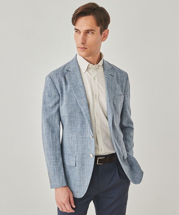 GOTAIRIKU ウォッシャブルに進化【洗える/シワになりにくい/ストレッチ】タイワンタフタ ジャケット サックスブルー系