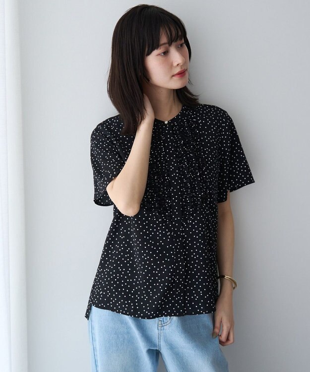 YECCA VECCA フリルデザインブラウス Dot