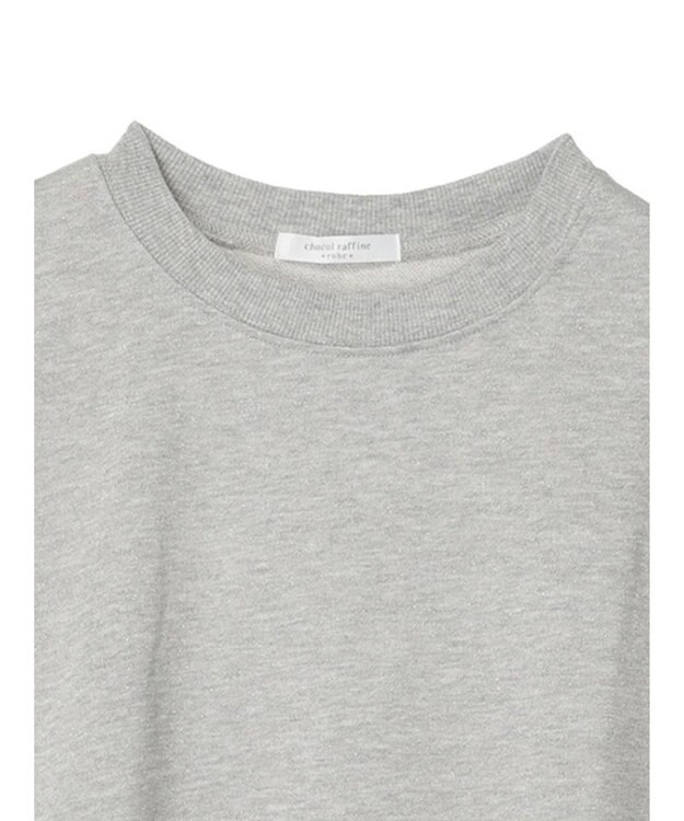 Green Parks ７分袖ラメ裏毛パフプルオーバー Gray Mixture