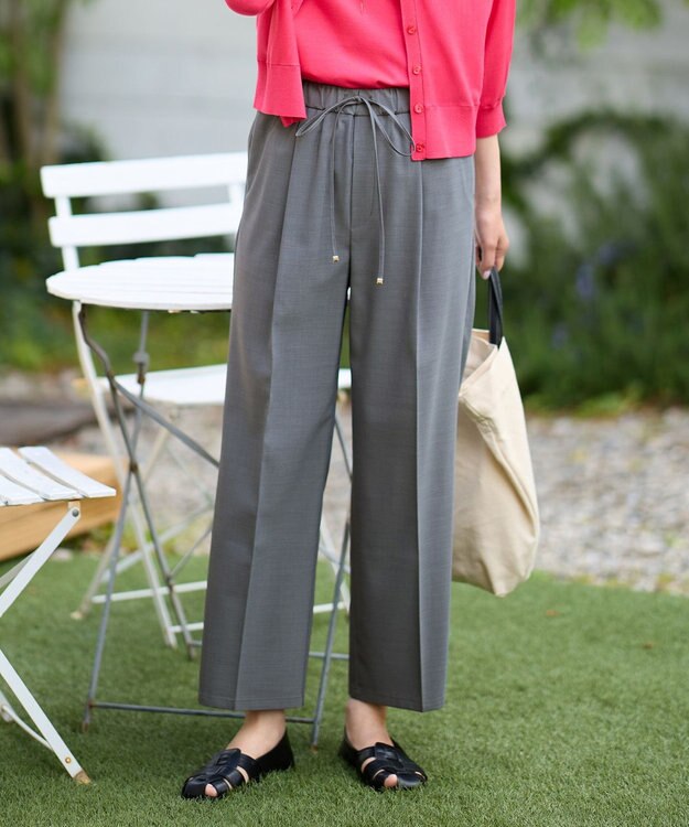 ANY L 【洗濯機可/セットアップ可/UVケア/速乾/イージーケア】サラサラテックリネンパンツ チャコールグレー