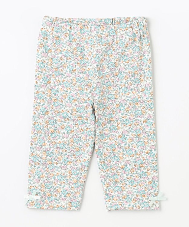 ANY KIDS 裾リボン 5分丈 レギンス 花グリーン