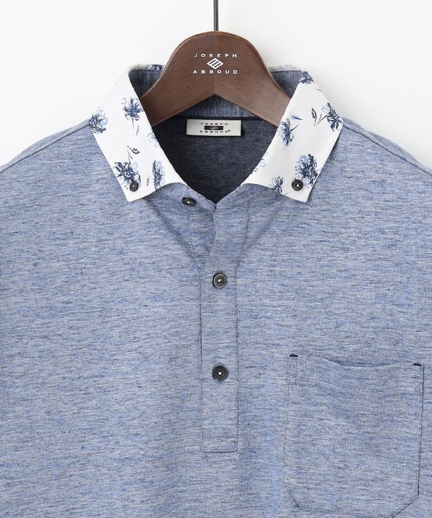 JOSEPH ABBOUD 【リネン素材/清涼感/吸水速乾】リネン天竺 ポロシャツ サックスブルー系