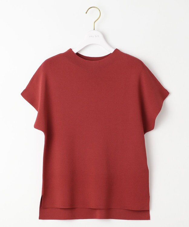 ANY SIS 【洗える】ボトルネックフレンチスリーブ ニットT レンガ