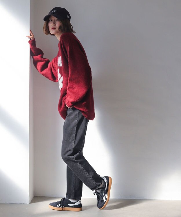 WEGO 【ユニセックス着用ITEM/MLサイズ展開/25年秋冬新作】ファジーグラフィックプルオーバー ワイン