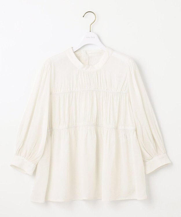 ANY SIS 【洗える】シャーリングシアー ブラウス アイボリー