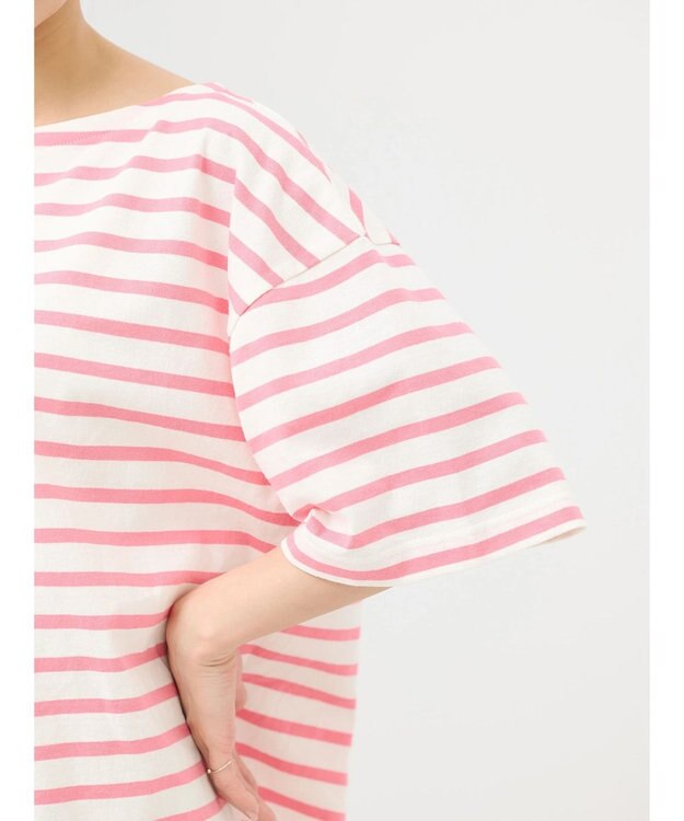 earth music&ecology ショートスリーブボーダーＴＥＥ Pink